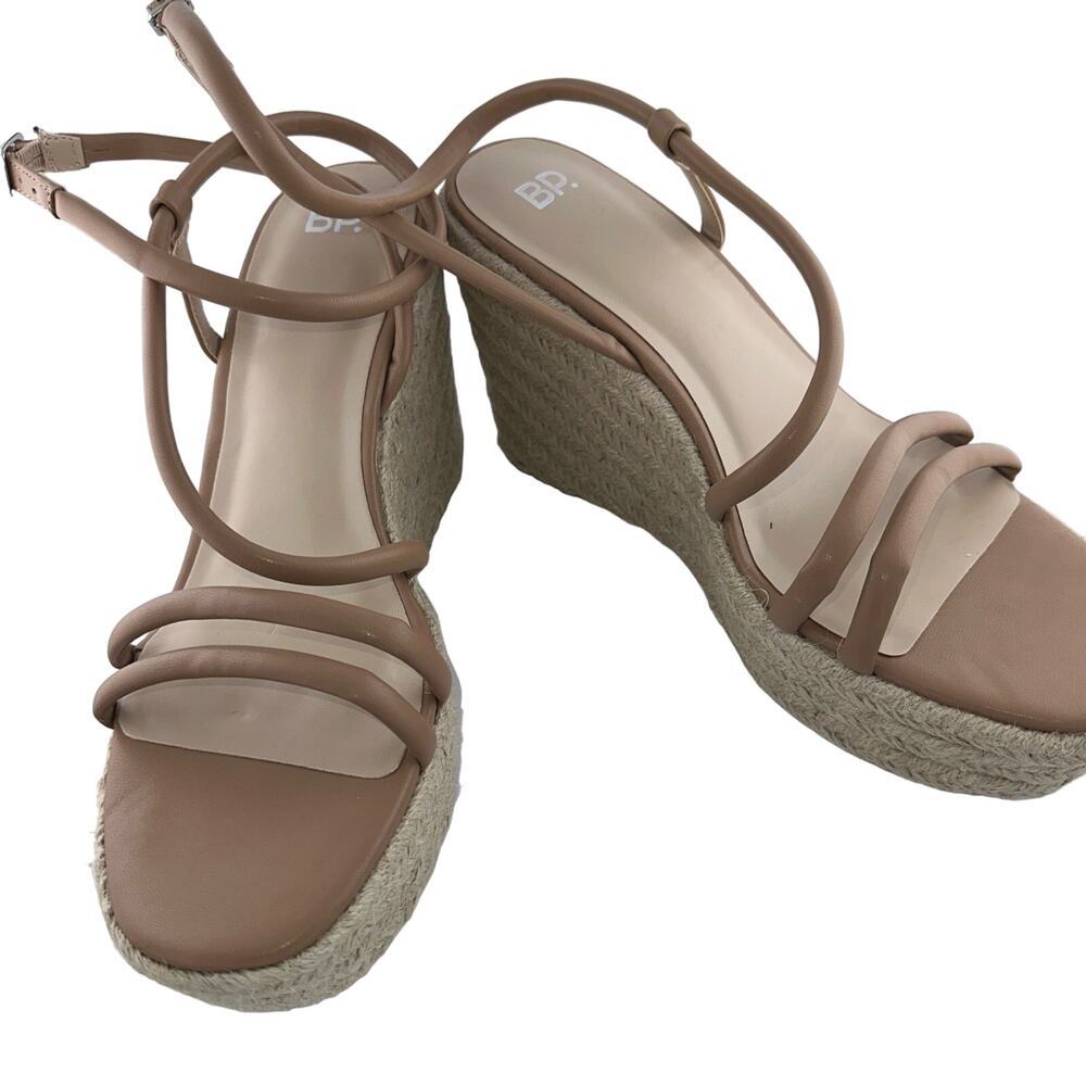 BP Nordstrom Cohan Nude Beige Espadrille Platform Wedge Sandal 11M NWOB